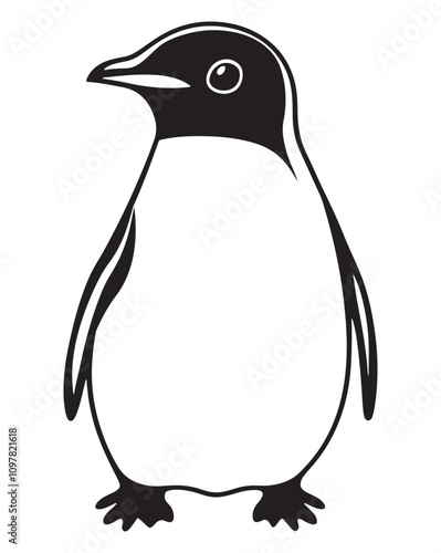 Penguin Silhouette Vector Illustration, Minimalist Penguin Silhouette Isolated, Black Penguin Silhouette Icon Set, Penguin Silhouette Clipart for Print and Web.
