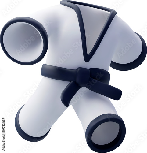 3d Vector Taekwondo uniform, South Korea, Elements tourism concept.