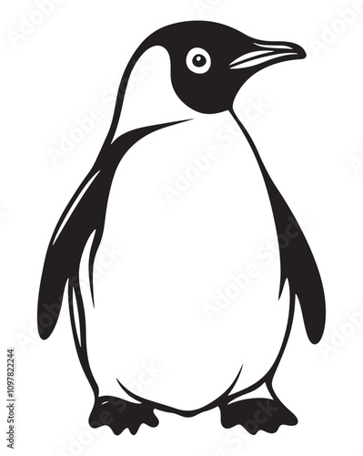 Penguin Silhouette Vector Illustration, Minimalist Penguin Silhouette Isolated, Black Penguin Silhouette Icon Set, Penguin Silhouette Clipart for Print and Web.