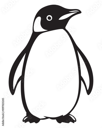 Penguin Silhouette Vector Illustration, Minimalist Penguin Silhouette Isolated, Black Penguin Silhouette Icon Set, Penguin Silhouette Clipart for Print and Web.