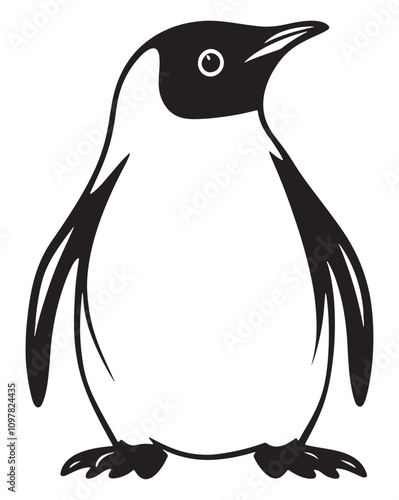 Penguin Silhouette Vector Illustration, Minimalist Penguin Silhouette Isolated, Black Penguin Silhouette Icon Set, Penguin Silhouette Clipart for Print and Web.