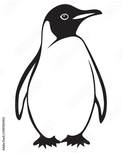 Penguin Silhouette Vector Illustration, Minimalist Penguin Silhouette Isolated, Black Penguin Silhouette Icon Set, Penguin Silhouette Clipart for Print and Web.