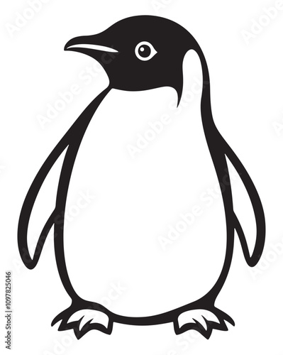 Penguin Silhouette Vector Illustration, Minimalist Penguin Silhouette Isolated, Black Penguin Silhouette Icon Set, Penguin Silhouette Clipart for Print and Web.