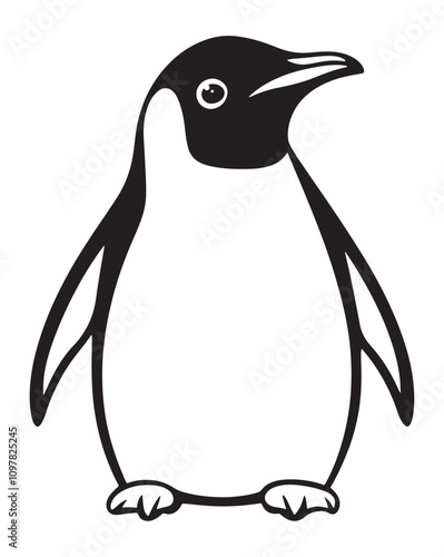 Penguin Silhouette Vector Illustration, Minimalist Penguin Silhouette Isolated, Black Penguin Silhouette Icon Set, Penguin Silhouette Clipart for Print and Web.
