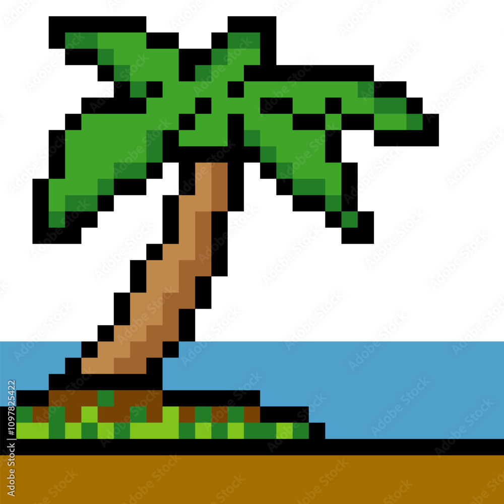 Fototapeta premium Palm tree in pixel art style