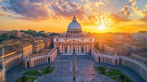 St. Peter's Basilica at Sunset: A Majestic View of Vatican City photo