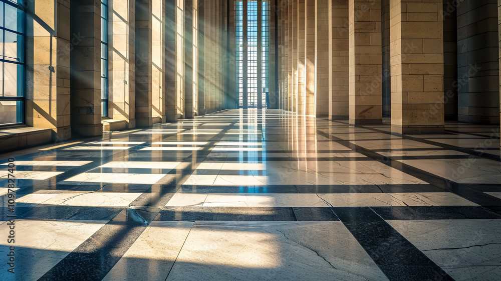 Hall of a business building with light coming through the window. Hall of a business building with light coming through the window.