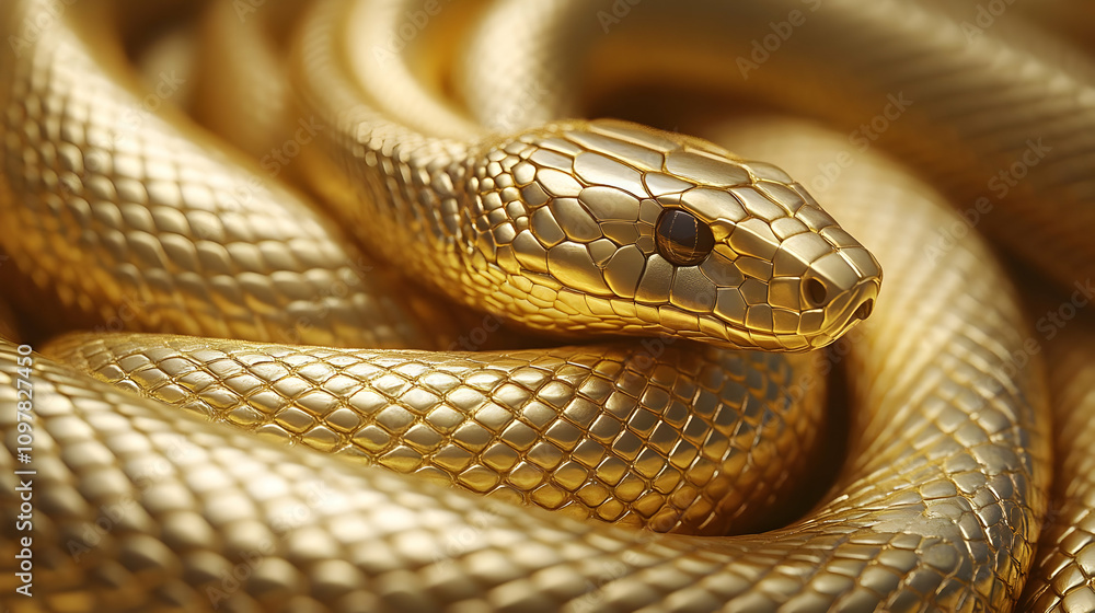 Fototapeta premium Golden Snake 3D Illustration