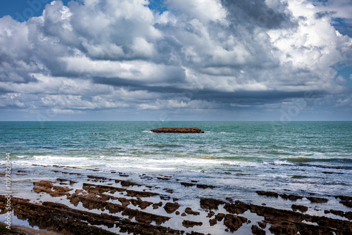 Cloudy ocean serene scene