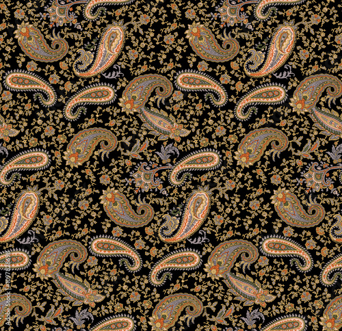 Floral paisley seamless pattern. 