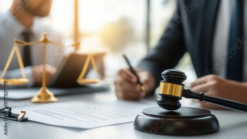 Lawyers debating over fine print in a contract during a negotiation, legal agreement, contract analysis