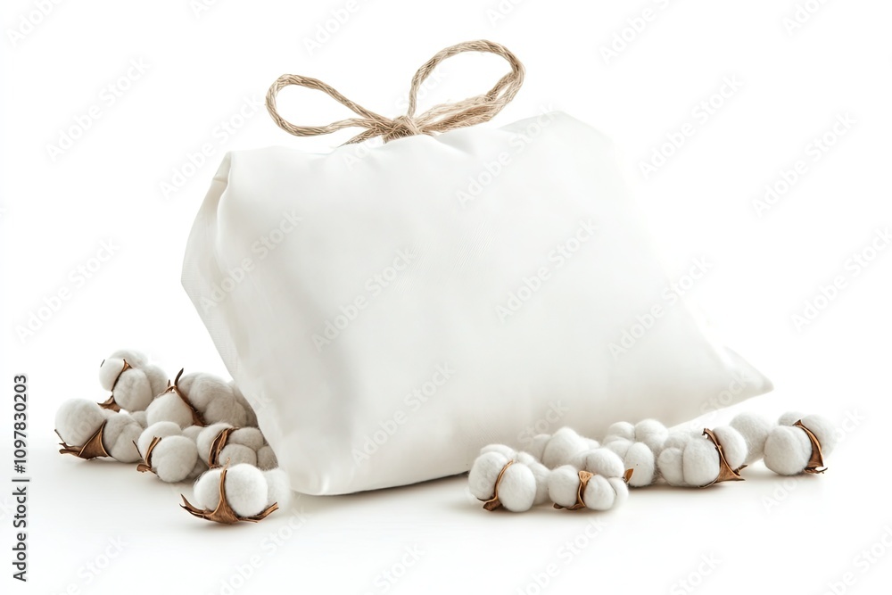 Obraz premium Fabric pouch packaging made of cotton isolated on a white background