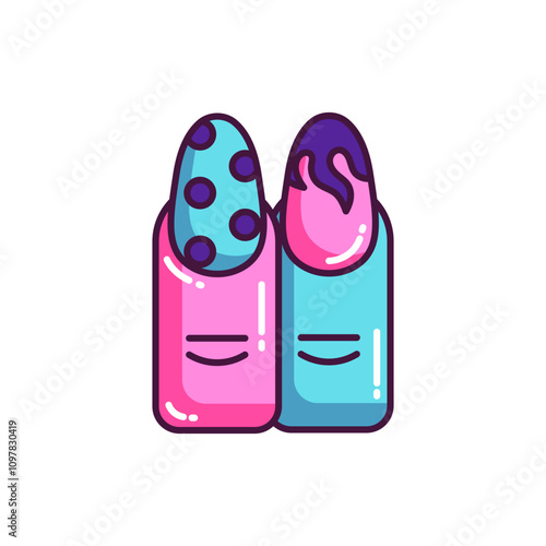 Nails Art Colorful Icon Illustration