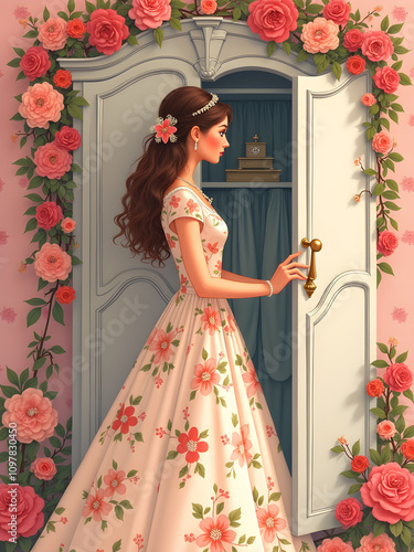 Obraz na płótnie bride in dress with bouquet w salonie