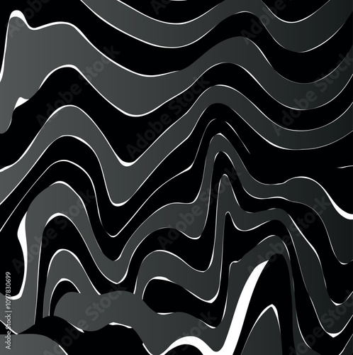 Adobe Illustrator Artwork with wavy metallic dark stripes