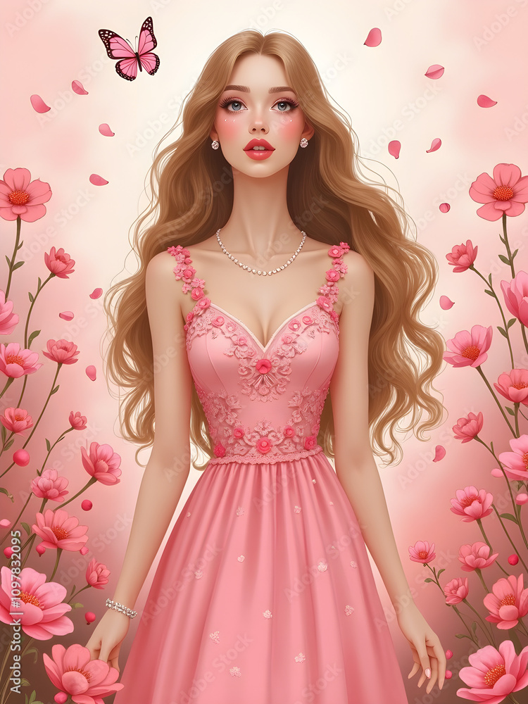 girl with pink rose