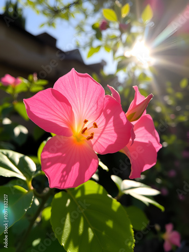 bougainvellia flower in sunlight photo