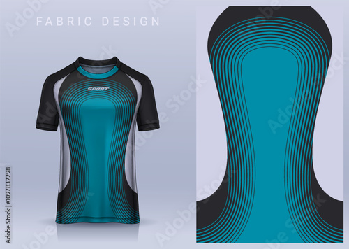 Fabric textile design for Sport t-shirt, Soccer jersey mockup for football club. uniform front view.	