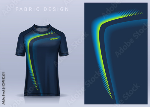 Fabric textile design for Sport t-shirt, Soccer jersey mockup for football club. uniform front view.	