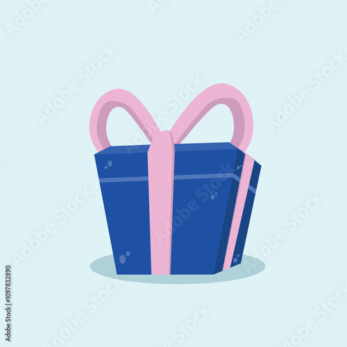 Christmas Gift Box. Birthday Surprise. Flat Design Vector.Illustration.