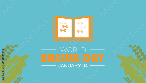 World Braille day observed each year during January. Education Awareness concept. Vector template for banner, greeting card, poster with background.