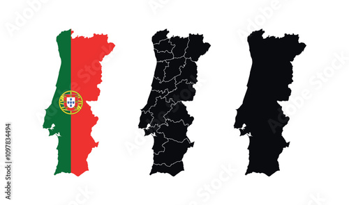 Portugal Map vector icon. Map of Portugal various styles.