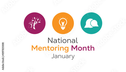 National Mentoring Month observed each year during January. Education Awareness concept. Vector template for banner, greeting card, poster with background.