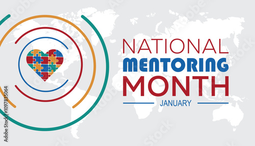 National Mentoring Month observed each year during January. Education Awareness concept. Vector template for banner, greeting card, poster with background.