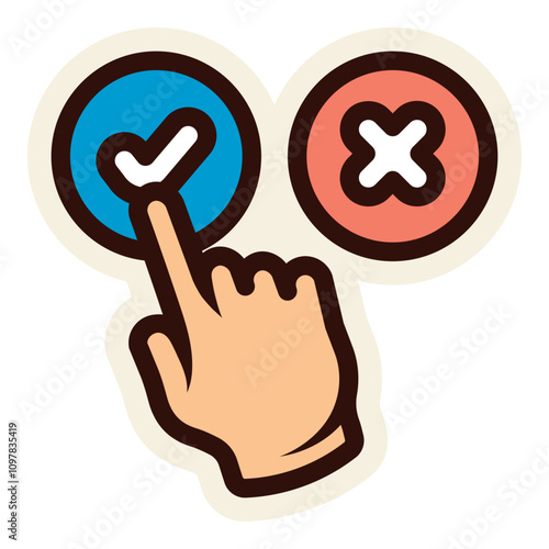 select yes or no choice check mark button sticker