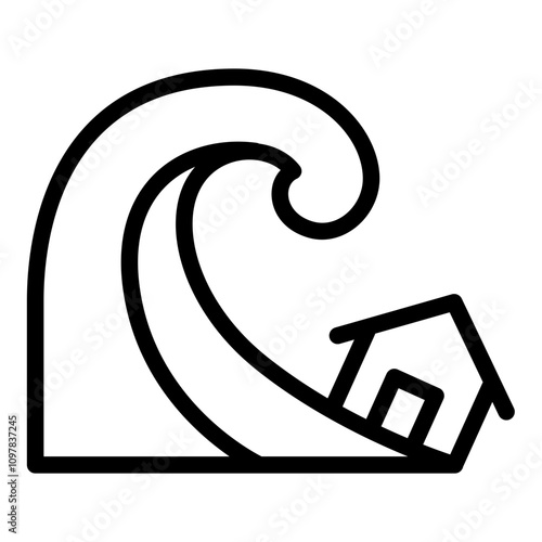 Tsunami icon. Vector line icon	