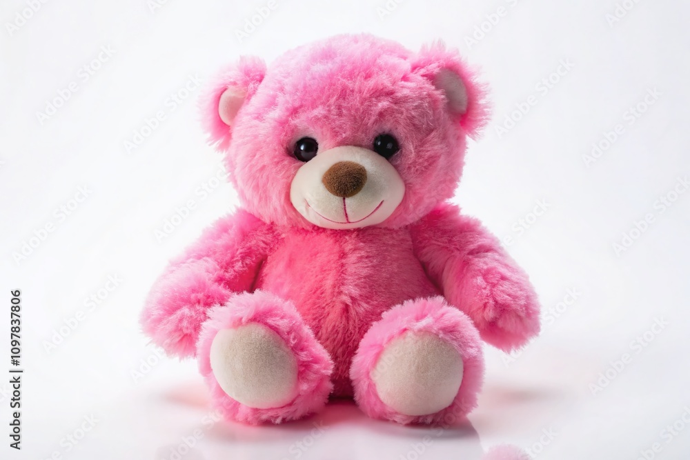 Cute Pink Teddy Bear Doll on a Crisp White Background – Perfect for Children's Decor, Gift Ideas, and Playtime Imagery Cute Pink Teddy Bear Doll on a Crisp White Background – Perfect for Children's Decor, Gift Ideas, and Playtime Imagery