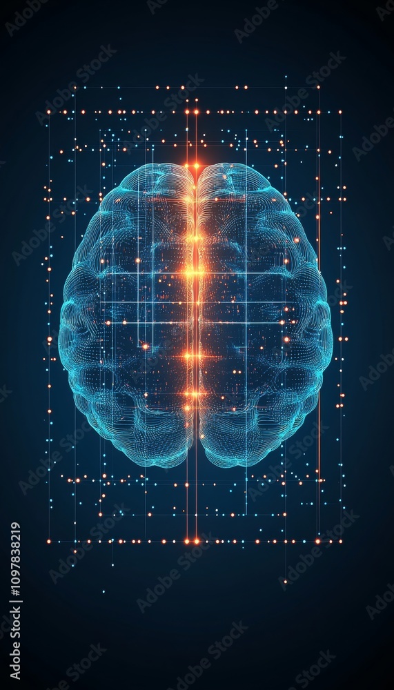 Human Brain, Neural Connections, and Data Flow. Artificial Intelligence Concept, 3D Rendering Human Brain, Neural Connections, and Data Flow. Artificial Intelligence Concept, 3D Rendering