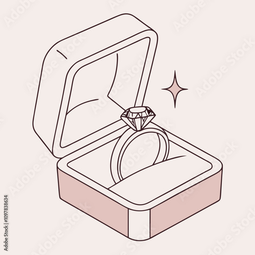 Elegant Ring Box with Single Ring: Romantic Symbol of Love, Engagement, and Marriage