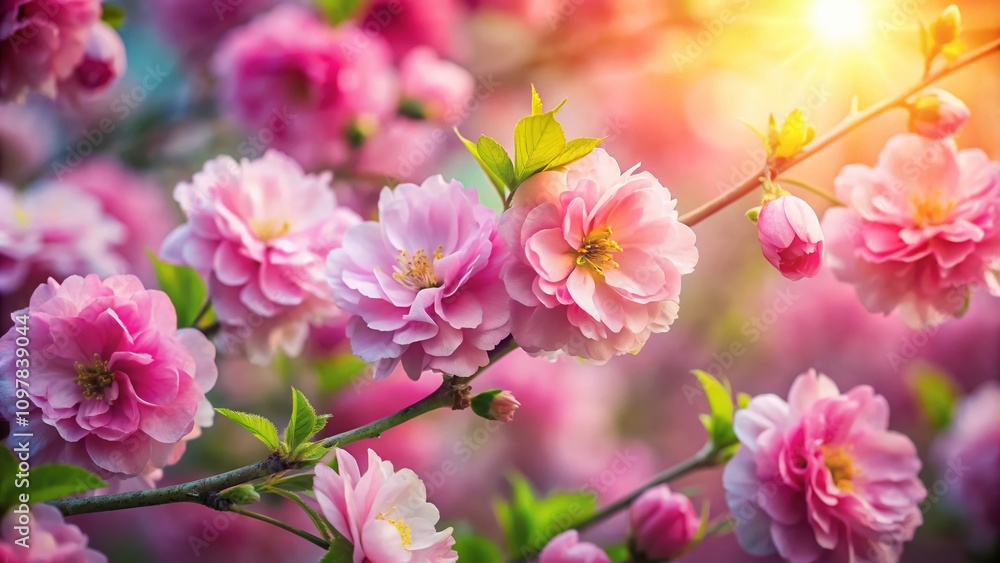 Obraz premium Delicate Pink Flowers in Summer Spring Closeup – A Dreamy Outdoor Scene Capturing the Beauty of Nature with Soft Background and Gentle Hues of Blossoming Flora