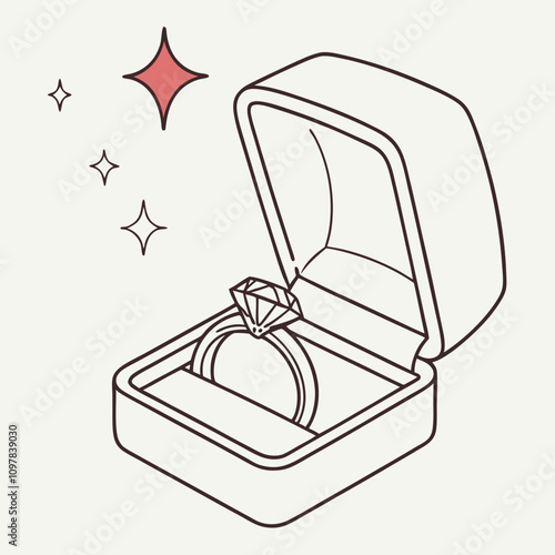 Elegant Ring Box with Single Ring: Romantic Symbol of Love, Engagement, and Marriage