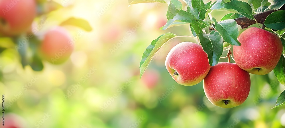 Apple trees loaded with apples in an orchard perfect copy space Apple trees loaded with apples in an orchard perfect copy space
