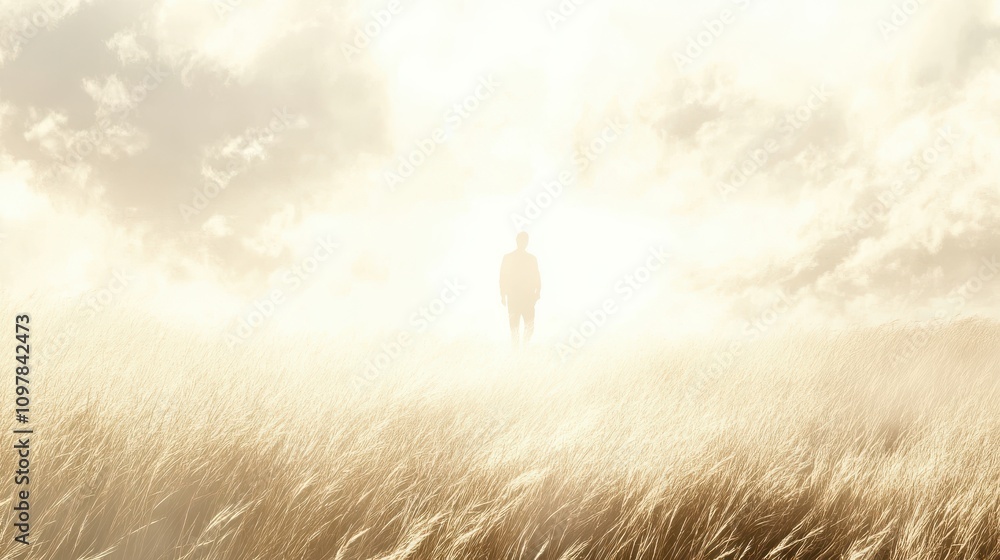 Fototapeta premium Person Walking Through Nature Seeking Emotional Clarity