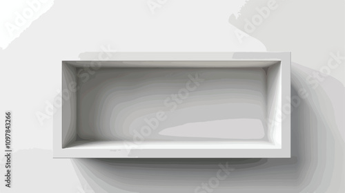 White wall with box shelf empty niche. 3d showcase