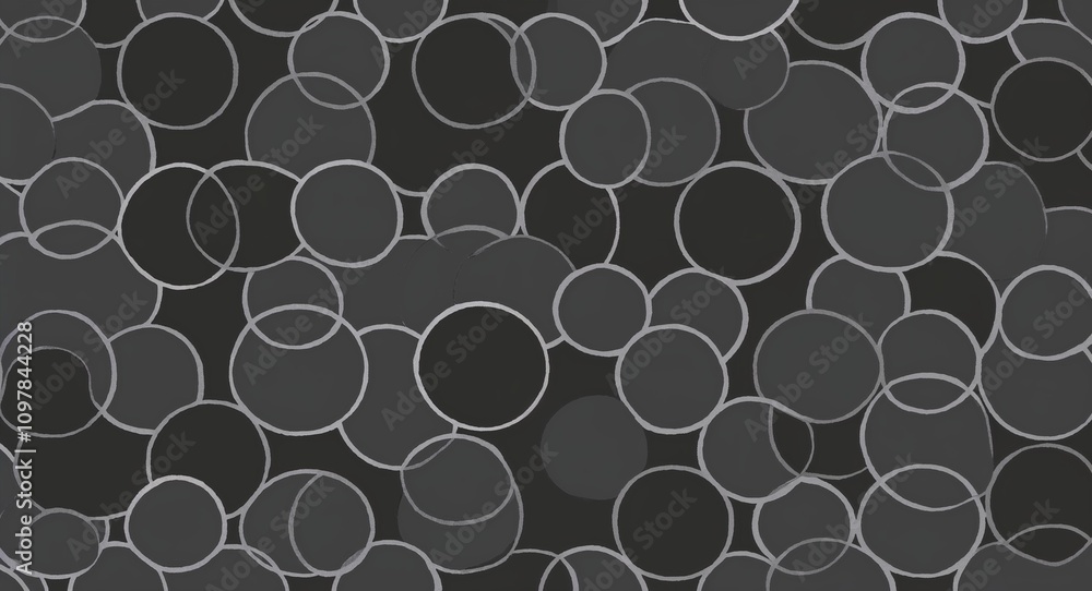Obraz premium Gray Circle pattern hand drawn design on Black background illustration