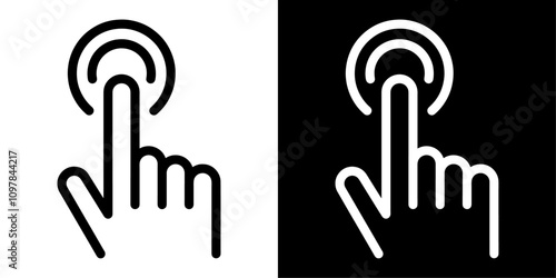 ofvs758 OutlineFilledVectorSign ofvs - hand cursor icon click . self service . isolated transparent . black outline and filled version . AI 10 / EPS / PNG . g12104