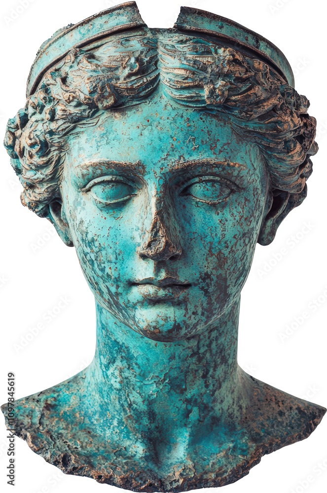 Ancient turquoise statue with intricate details Ancient turquoise statue with intricate details