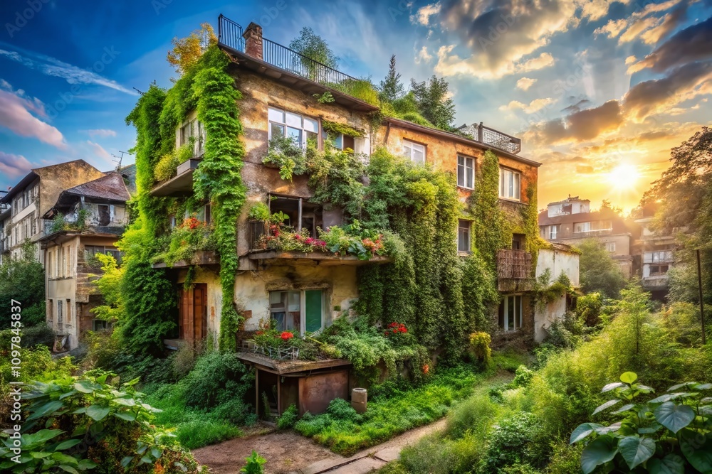 Double Exposure Photography Depicting the Harsh Realities of Substandard Housing and Urban Decay, Highlighting the Contrast Between Nature and Neglect in Living Spaces Double Exposure Photography Depicting the Harsh Realities of Substandard Housing and Urban Decay, Highlighting the Contrast Between Nature and Neglect in Living Spaces