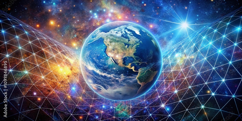 Double Exposure Photography of Multiverse Theory with Earth and Cosmic Grid Mesh, Exploring the Interconnectedness of Realities in a Stunning Visual Representation Double Exposure Photography of Multiverse Theory with Earth and Cosmic Grid Mesh, Exploring the Interconnectedness of Realities in a Stunning Visual Representation