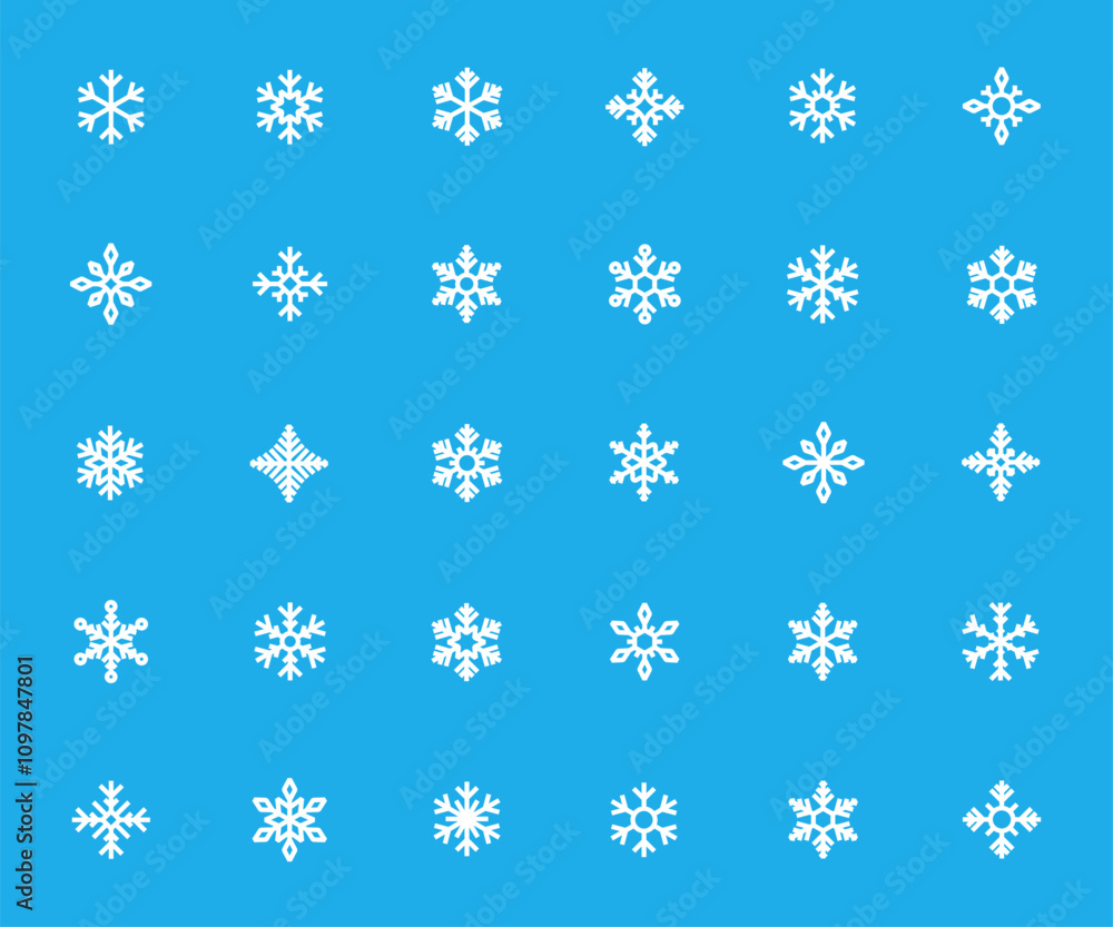 Vector set of snowflake flat icons. Pixel perfect. Vector set of snowflake flat icons. Pixel perfect.
