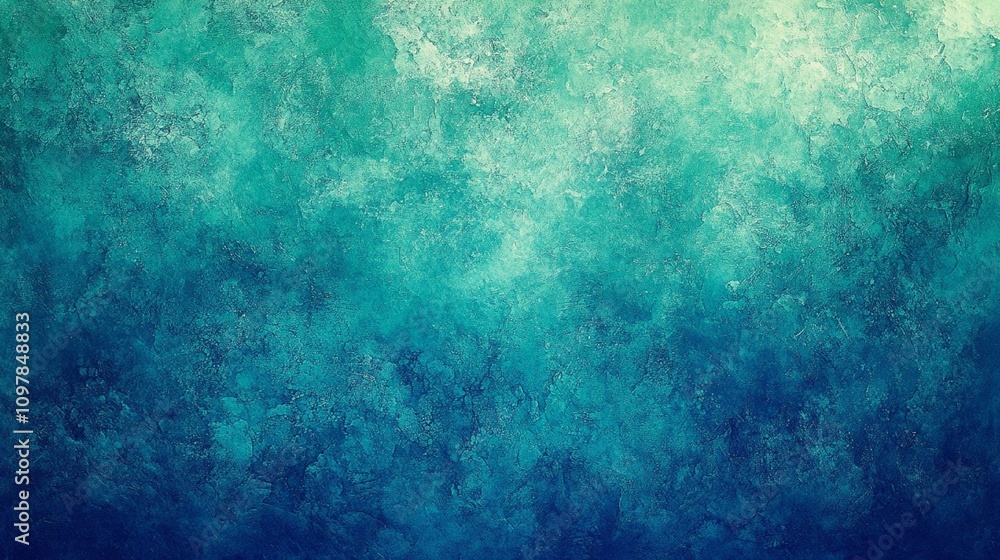 Obraz premium Abstract teal and blue gradient with green accents, featuring a grainy glowing noise texture, ideal for covers and headers
