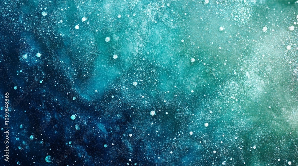 Obraz premium Abstract teal and blue gradient with green accents, featuring a grainy glowing noise texture, ideal for covers and headers