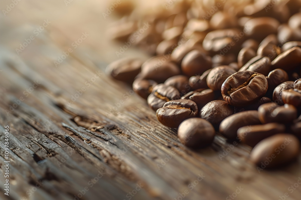 close up view of roasted coffee beans on wooden tabletop close up view of roasted coffee beans on wooden tabletop