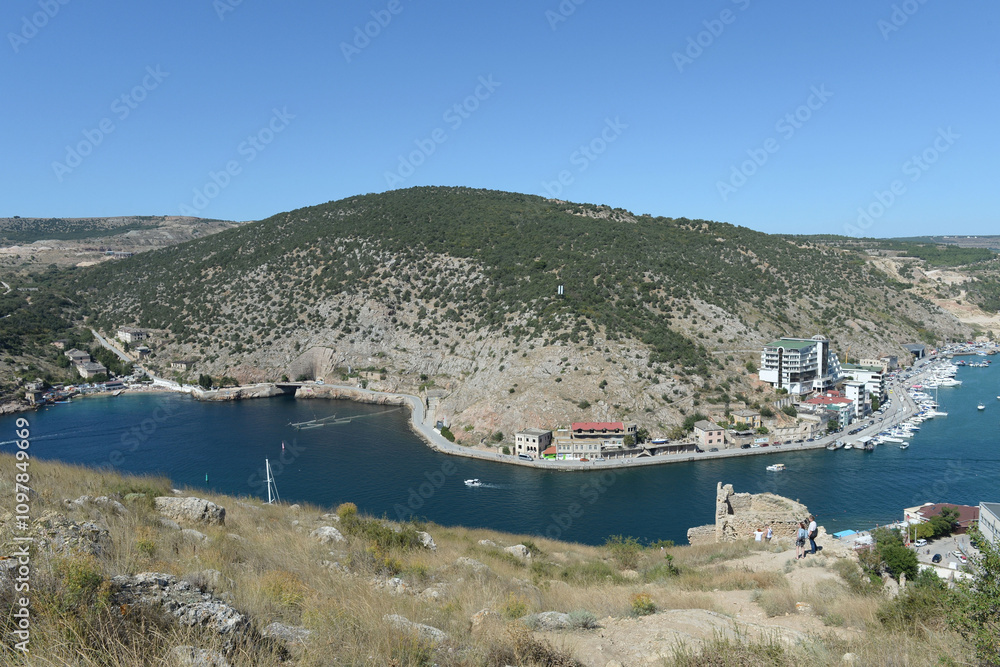 Fototapeta premium View of Balaklava Bay from Mount Castron, Sevastopol, Crimea