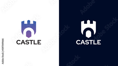 castle logo vector illustration. castle tower logo template