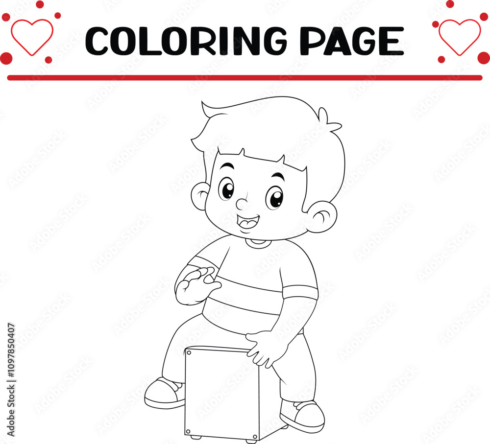 cute boy playing cajon drum instrument like pro coloring page for kids cute boy playing cajon drum instrument like pro coloring page for kids